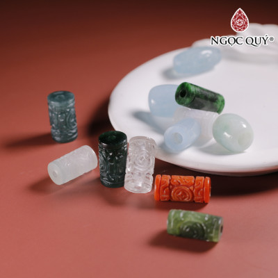 Vòng tay đá cẩm thạch khắc họa tiết hạt 10mm mệnh hỏa, mộc - Ngọc Quý Gemstones