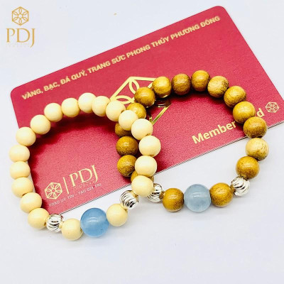 Vòng dâu tằm trẻ em mix đá tự nhiên, bi bạc PDJ - Tặng kèm hộp đựng trang sức cao cấp - Trang sức PDJ - PD0026