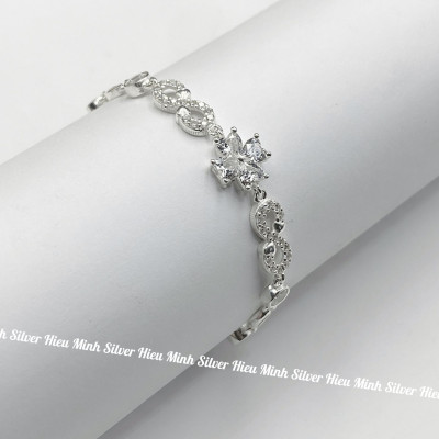 Lắc Tay Nữ Bạc Ta Cỏ Bốn Lá Đính Đá BẠC HIỂU MINH LTU645