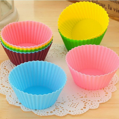 Bộ 10 khuôn silicon 3 lớp làm bánh, rau câu, bánh bông lan, bánh da lợn hình tròn Cupcake – Mã số 1133