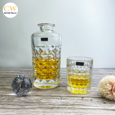 Bộ Bình Ly Rượu Mạnh Whisky Pha Lê Tiệp Khắc Crystalite Bohemia Diamond