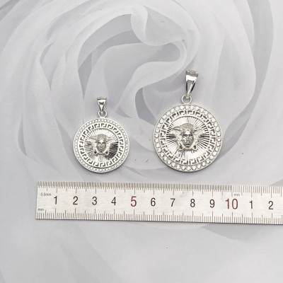 Mặt Dây Chuyền Nam Bạc Hình Logo Versace Loại To Nhãn Hiệu Ý Bạc Hiểu Minh MDN019XL