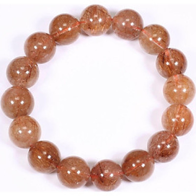 Vòng tay nam đá thạch anh tóc đỏ hạt đá 13mm mệnh hỏa, thổ - Ngọc Quý Gemstones