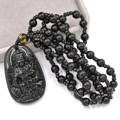 Vòng cổ Phổ hiền bồ tát đá thạch anh đen 4.3 cm DHTEB2