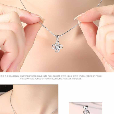 Bộ dây chuyền liền mặt trang sức bạc Ý S925 Bạc Xinh - Cỏ bốn lá may mắn PP1598