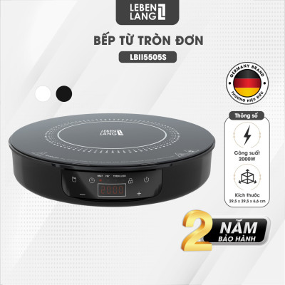 Bếp từ đơn LEBENLANG LBII5505S mặt kính chịu lực, có chức năng hẹn giờ, cài đặt thời gian nấu, công suất 2000W - hàng chính hãng