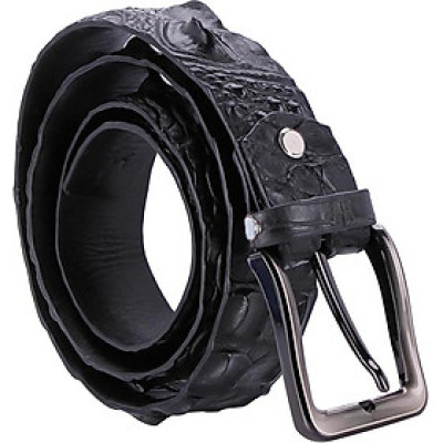 Thắt Lưng Nam Da Cá Sấu Nguyên Con Đầu Kim Bát Gài Huy Hoàng HT4762 - Đen