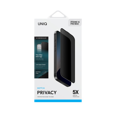 Kính Cường Lực Chống Nhìn Trộm Kèm Khung Dán Cho iPhone 16 Pro Max / 16 Pro / 16 Plus / 16, UNIQ OPTIX PRIVACY_ Hàng Chính Hãng