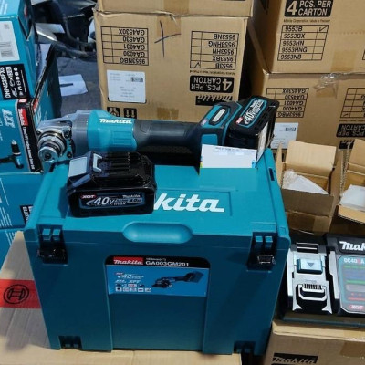 MÁY MÀI GÓC 100MM 1.100W DÙNG PIN 40V MAKITA GA003GM201 (02 PIN 4.0MAH BL4040 THÙNG MAKPAC LOẠI 4 ( 21552-6 ) SẠC) - HÀNG CHÍNH HÃNG