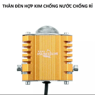 Đèn Trợ Sáng Motofish Xe Máy Ô Tô Chống Nước 12v-80v 45W: Thiết Kế Mới, Cốt Vàng, Pha Trắng