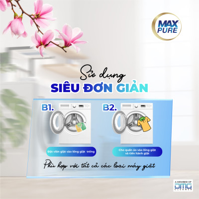 Combo 10 túi viên giặt Maxpure hương Đắm Say  tặng 1 túi viên giặt hương Đắm Say