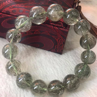 VÒNG NAM VIP 14,5LY  ĐÁ THẠCH ANH TÓC XANH TRONG THẲNG MƯỢT SANG ĐẲNG CẤP  HỢP CÁC ANH MỆNH MỘC HỎA THỦY