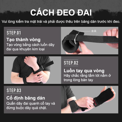 Lysin - đai hỗ trợ bảo vệ cổ tay, lòng bàn tay chất liệu da lộn thoáng khí, chống trượt, găng tay tập gym dây kéo lưng lifting straps tập deadlift kéo xà nâng tạ