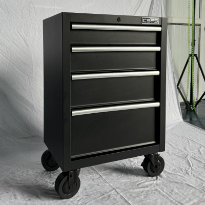 Tủ dụng cụ CSPS 61cm - 04 hộc kéo màu đen bánh xe (tay cầm trắng)