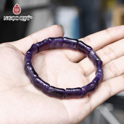  Vòng tay đá thạch anh tím đốt trúc 14.5x11.5mm mệnh hỏa. thổ - Ngọc Quý Gemstones