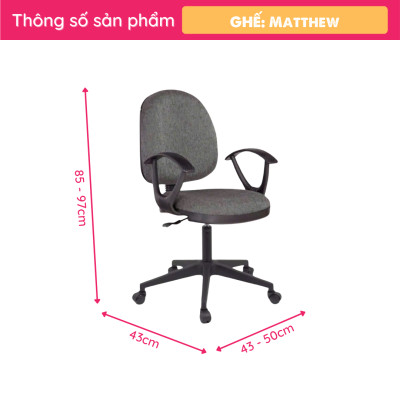 Ghế xoay nhân viên bọc vải SMLIFE Matthew