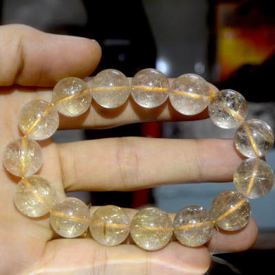 Vòng tay chuỗi đá thạch anh tóc trắng-nhiều cỡ ly