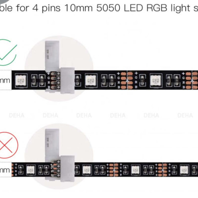 Đầu nối chữ thập, chữ X, dấu cộng + 4 chân cho led dây dán 5050, 2835, 3528 RGB đổi màu connector 4P pin 10 mm  trang trí dán tường thạch cao, cây máy tính, màn hình, ti vi, TV, Gaming, Tiktok dán tường, chống nước bền đẹp- Chính hãng DEHA
