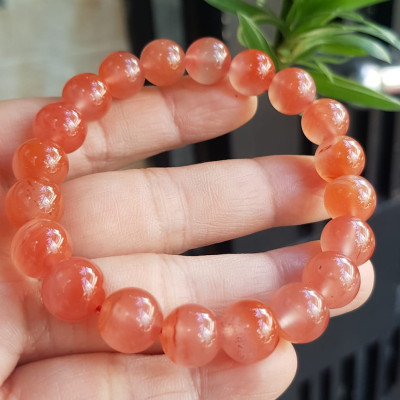 Vòng đeo tay nữ chuỗi mới đá mã não hồng cam bóng mượt đẹp size vòng hạt 10mm nam nữ mệnh hỏa mệnh thổ đeo ạ