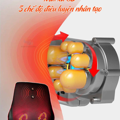 Đệm massage toàn thân 8D đa vị trí phiên bản 618-1 có hồng ngoại 3 cấp độ, mát xa rung tùy chỉnh, 5 chế độ xoa bóp đảo chiều, xoa bóp lưng, vai, gáy đa điểm, hàng chính hãng