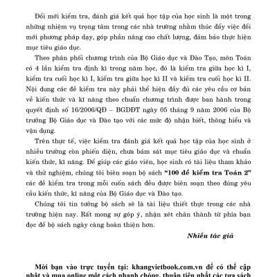 100 Đề Kiểm Tra Toán 2