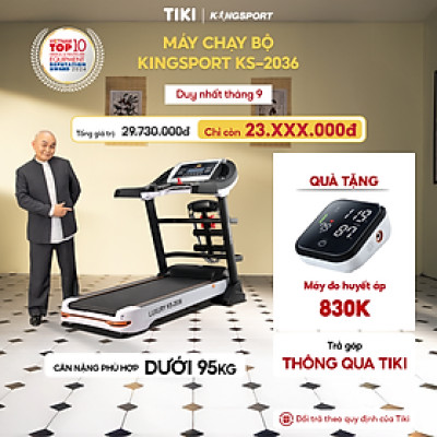 Máy chạy bộ tại nhà Kingsport Luxury KS-2036 có chức nâng dốc tự động, kèm theo đai massage và thanh gập bụng