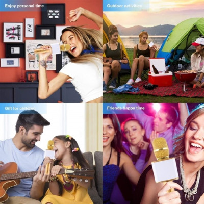 Micro Karaoke Bluetooth kèm loa kết nối điện thoại, máy tính bảng Hát Không Dây, Nghe Nhạc, Hỗ Trợ Kết Nối Thẻ Nhớ, USB Pin sạc MÀU ĐEN - Hàng Chính Hãng