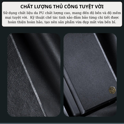 Case bao da chống sốc cho Samsung Galaxy Z Fold 6 trang bị nắp bảo vệ Camera và ngăn đựng S-Pen và khe nhét thẻ card hiệu Nillkin Qin Pro (chất liệu da cao cấp, thiết kế thời trang cá tính) - Hàng nhập khẩu