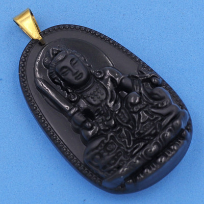 Mặt dây chuyền Văn Thù Bồ Tát đen 6cm