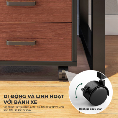 Bàn làm việc kết hợp tủ để đồ chất liệu gỗ mdf phủ melamin chống xước thương hiệu IGA - GM191