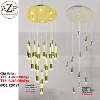AZP - ĐÈN THẢ TRẦN / ĐÈN THÔNG TẦNG TRANG TRÍ PHÒNG KHÁCH / PHÒNG NGỦ / CẦU THANG / KHÔNG GIAN SANG TRỌNG AZP-TTG08T18 / AZP-TTG01T12 phong cách đương đại, hàng nhập khẩu AZP