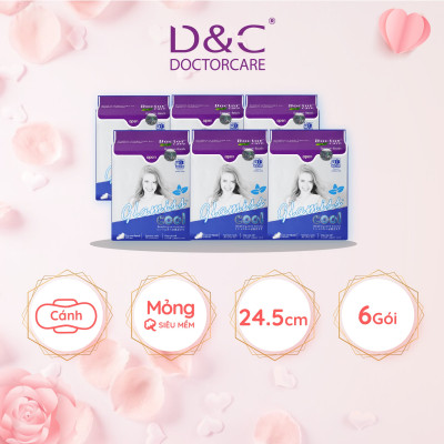 Combo 6 Băng vệ sinh thảo dược Glamiss Cool BVS ban ngày 24cm siêu khô thoáng cả ngày dài