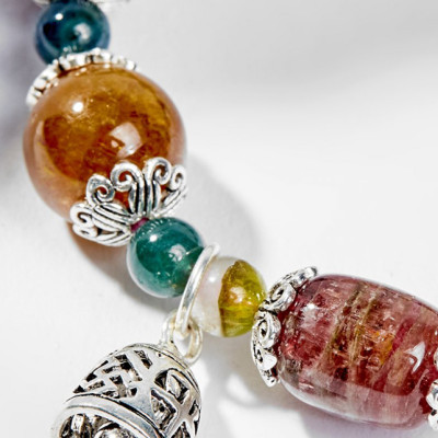 Vòng Tay Phong Thủy Nữ Đá Tourmaline Phối Charm Chuông Bạc (10mm) Nhiều Mệnh Ngọc Quý Gemstones