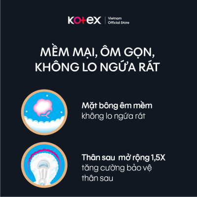 Lốc 4 gói BVS Kotex Siêu Ban Đêm 28cm Mặt lưới Đệm bông chống tràn sau 12 miếng