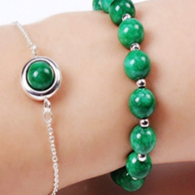 Bộ 2 vòng tay nữ đá cẩm thạch sơn thủy 8mm mix bi tròn cao cấp cho Nữ cầu Lộc Tài Duyên