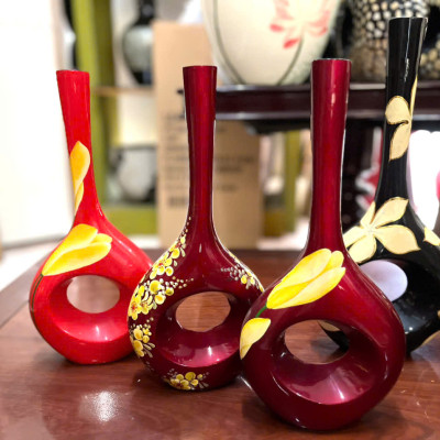 Bình Hoa  sơn mài - Mã B70 size 35x16 cm cắm hoa, trang trí kệ, bàn làm việc, quà tặng ý nghĩa