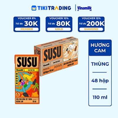 Sữa chua uống hương cam Vinamilk Susu - Thùng 48 hộp 110ml.