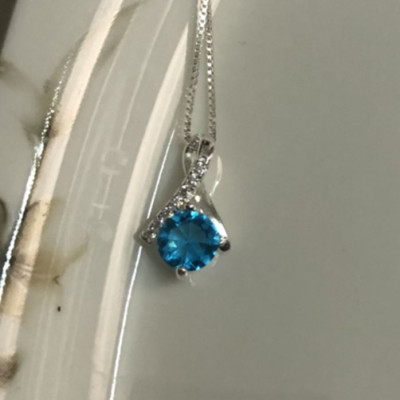 Bộ dây chuyền liền mặt trang sức bạc Ý S925 Huệ Ngân- Giọt sương PP1712-XANH DƯƠNG