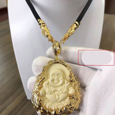 Dây Chuyền Mặt Phật Di Lặc Đá Vàng Tự Nhiên + TẶNG LÁ BỒ ĐỀ MAY MẮN TÀI LỘC ĐỂ VÍ ĐIỆN THOẠI