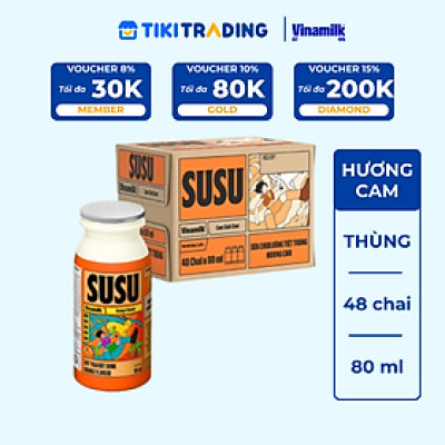 Sữa chua uống hương cam Vinamilk Susu - Thùng 48 chai 80ml