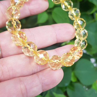 ️️Vòng tay phong thủy nữ đá thạch anh Vàng giác tự nhiên size vòng 10mm vòng màu vàng đẹp hợp nữ mệnh kim thổ thuỷ ạ