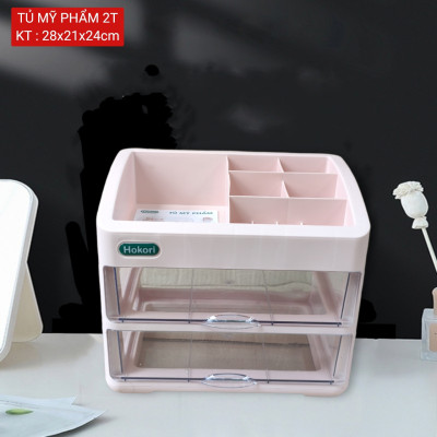 Tủ đựng mỹ phẩm, đồ dùng trang điểm, trang sức 2 tầng nhựa Hokori Việt Nhật
