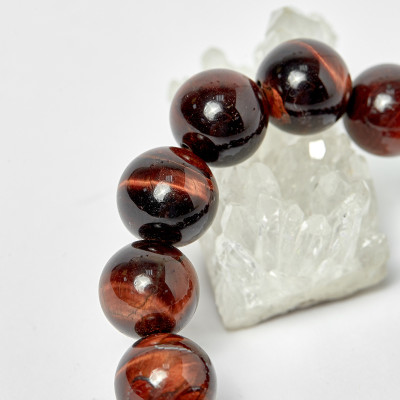 Vòng thạch anh mắt hổ nâu đỏ phối tỳ hưu hạt 14mm mệnh hỏa, thổ - Ngọc Quý Gemstones