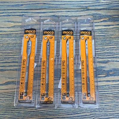 Bộ 4 Mũi khoan gỗ đầu dẹp 6,8,10,12mm Ingco