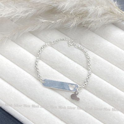 Lắc tay Cho Bé Bạc Ta Nguyên Chất S99 Chuột Mickey Chính Hãng Bạc Hiểu Minh LTE567 