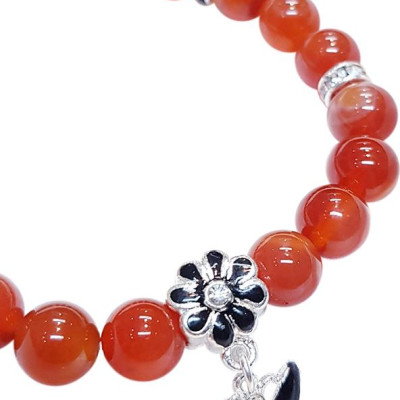 Vòng Tay Mệnh Hỏa, Thổ Đá Mã Não, Charm Butterfly Laliz CM.03