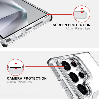 Ốp Lưng cho Samsung Galaxy S25 Ultra Trong Suốt Kiêm Giá Đỡ Raigor Inverse Rita Case Hỗ Trợ Sạc Không Dây Magnetic Viền Chống Sốc - Hàng chính hãng