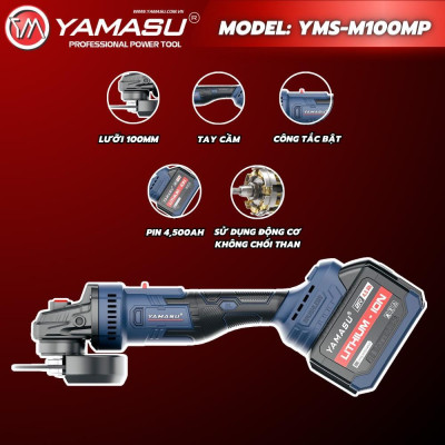 MÁY CẮT MÀI PIN 21V 850W  YMS-M100MP YAMASU ( 2PIN+1 SẠC) - HÀNG CHÍNH HÃNG