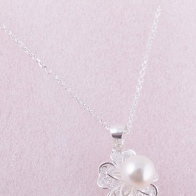 Bộ dây chuyền liền mặt trang sức bạc Ý S925 Bạc Xinh - Ngọc trai đẹp PP1341