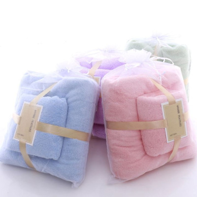 Bộ 2 khăn tắm gấp gọn bằng lông (35cmx75cm + 70cmx140cm) - Giao màu ngẫu nhiên